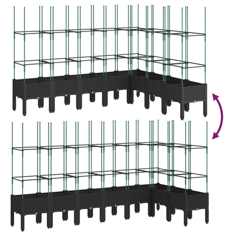 Plantenbak met latwerk 200x160x142,5 cm polypropeen zwart - AllerleiShop