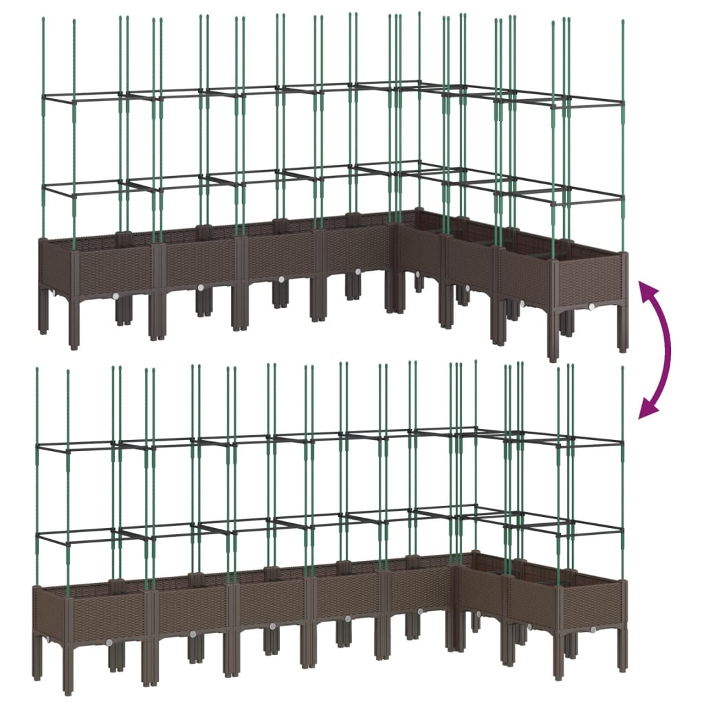 Plantenbak met latwerk 200x160x142,5 cm polypropeen bruin - AllerleiShop