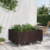 Plantenbak met wielen 100x80x54 cm polypropeen bruin - AllerleiShop