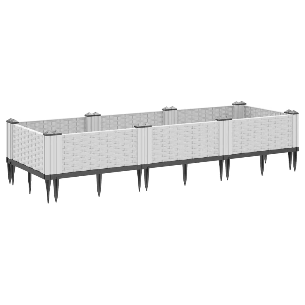 Plantenbak met pinnen 125x40x28,5 cm polypropeen wit - AllerleiShop