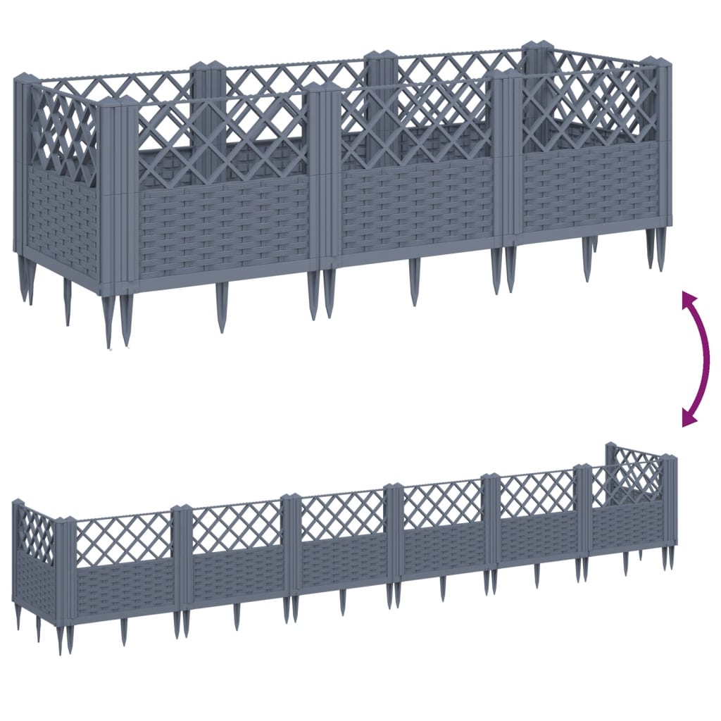 Plantenbak met pinnen 123,5x43,5x43,5 cm polypropeen grijs - AllerleiShop