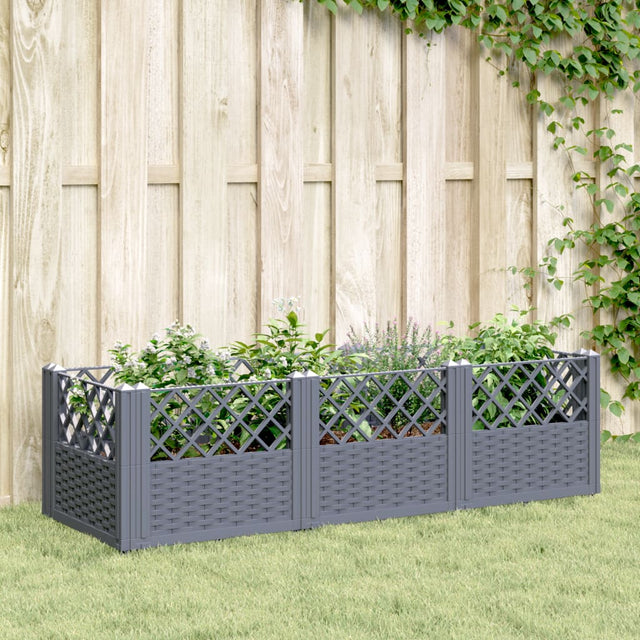 Plantenbak met pinnen 123,5x43,5x43,5 cm polypropeen grijs - AllerleiShop