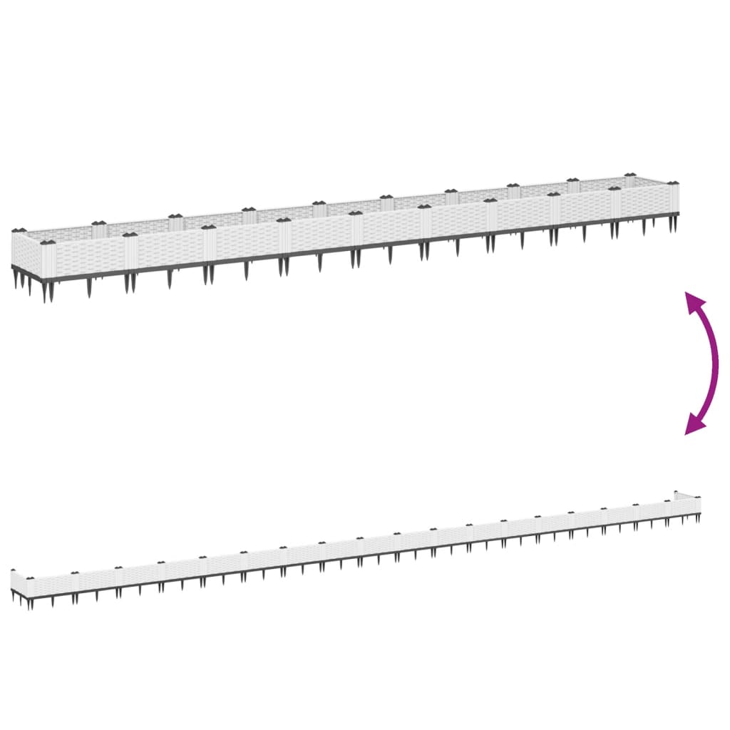 Plantenbak met pinnen 362,5x42,5x28,5 cm polypropeen wit - AllerleiShop