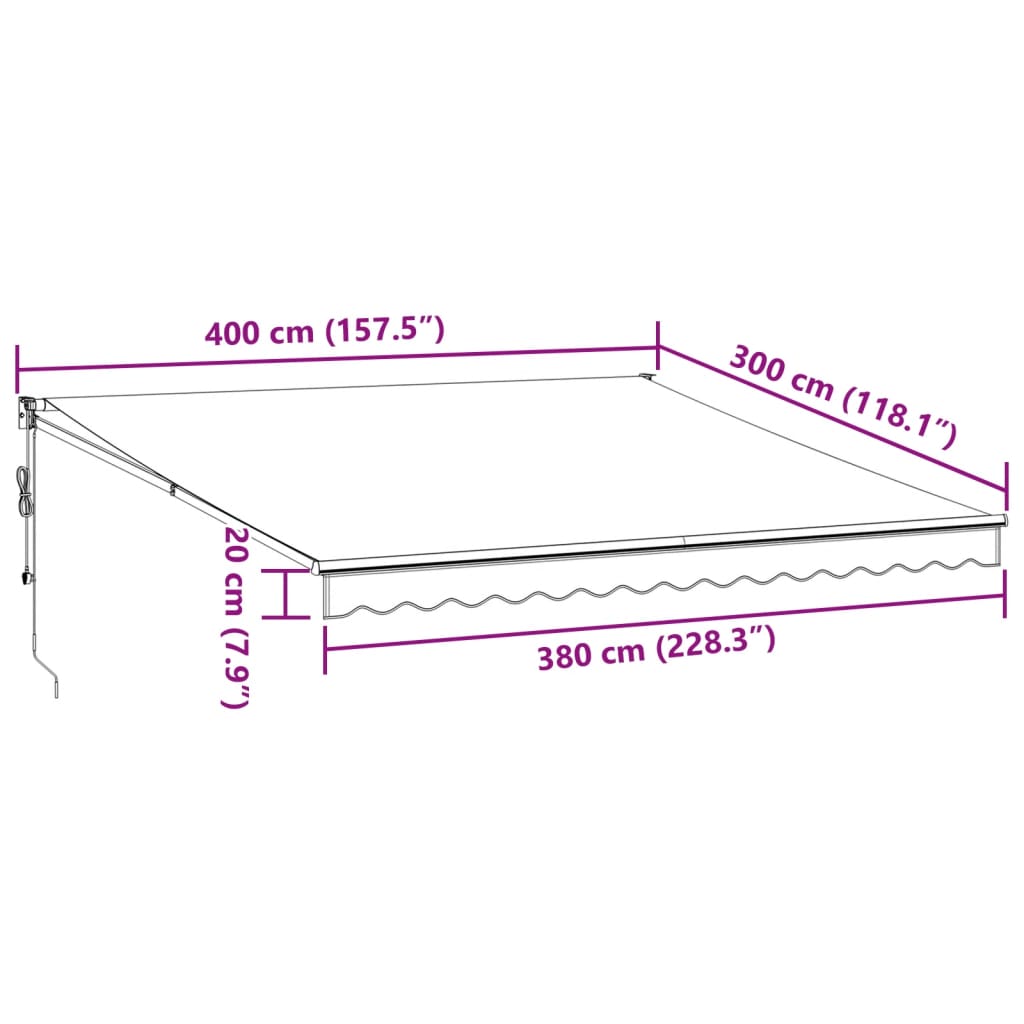 Luifel automatisch uittrekbaar 400x300 cm bordeauxrood