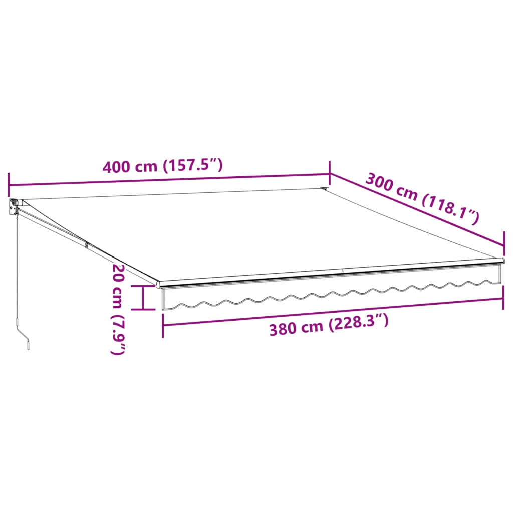 Luifel handmatig uittrekbaar 400x300 cm bruin