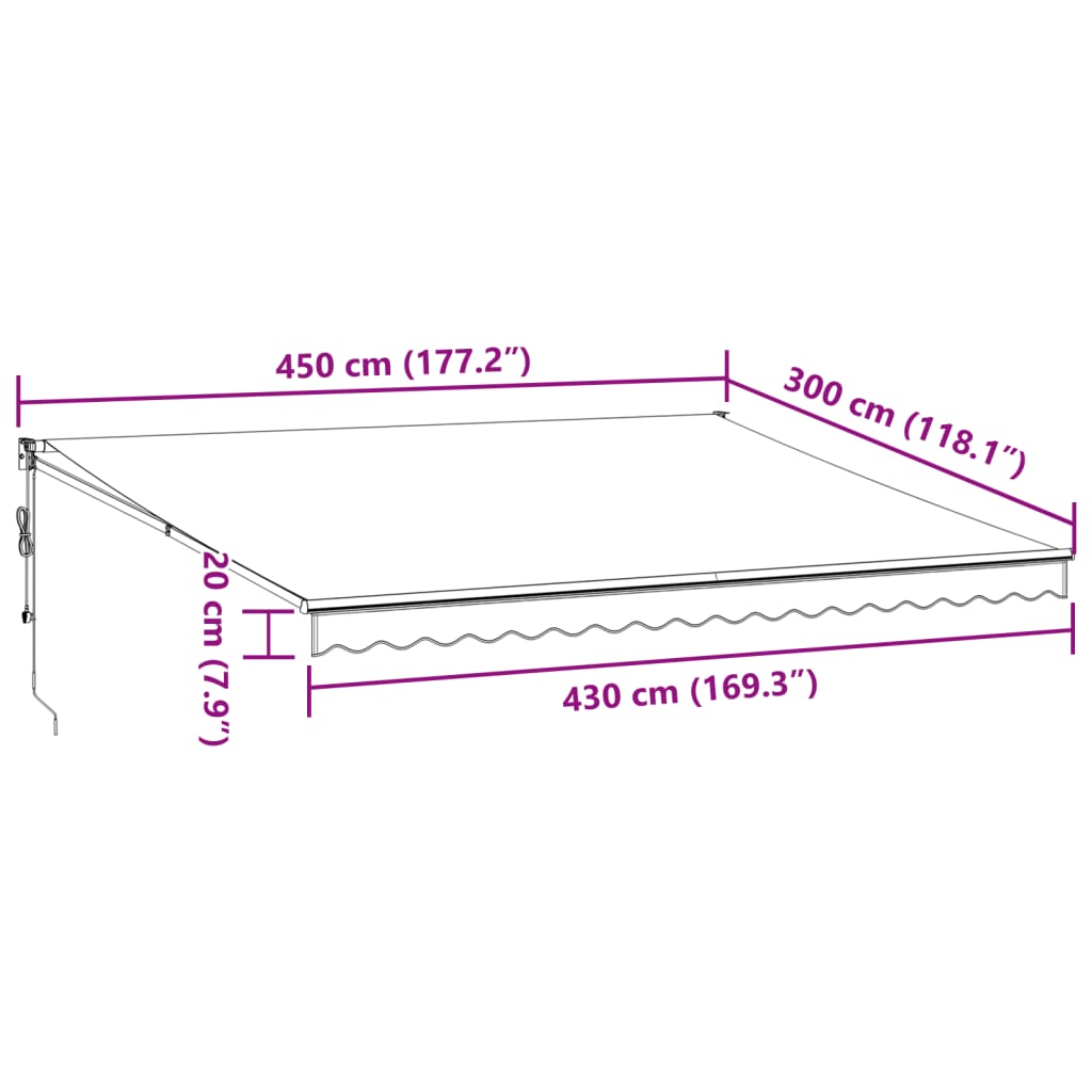 Luifel automatisch uittrekbaar 450x300 cm bruin