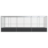 Volière met verlengstuk 625x207x212 m staal zilverkleurig - AllerleiShop