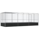 Volière met verlengstuk 625x207x212 m staal zilverkleurig - AllerleiShop