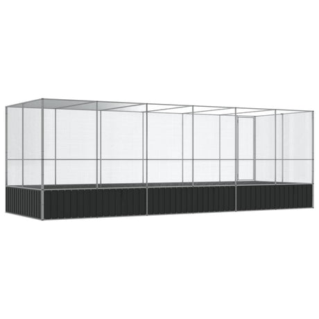 Volière met verlengstuk 625x207x212 m staal zilverkleurig - AllerleiShop