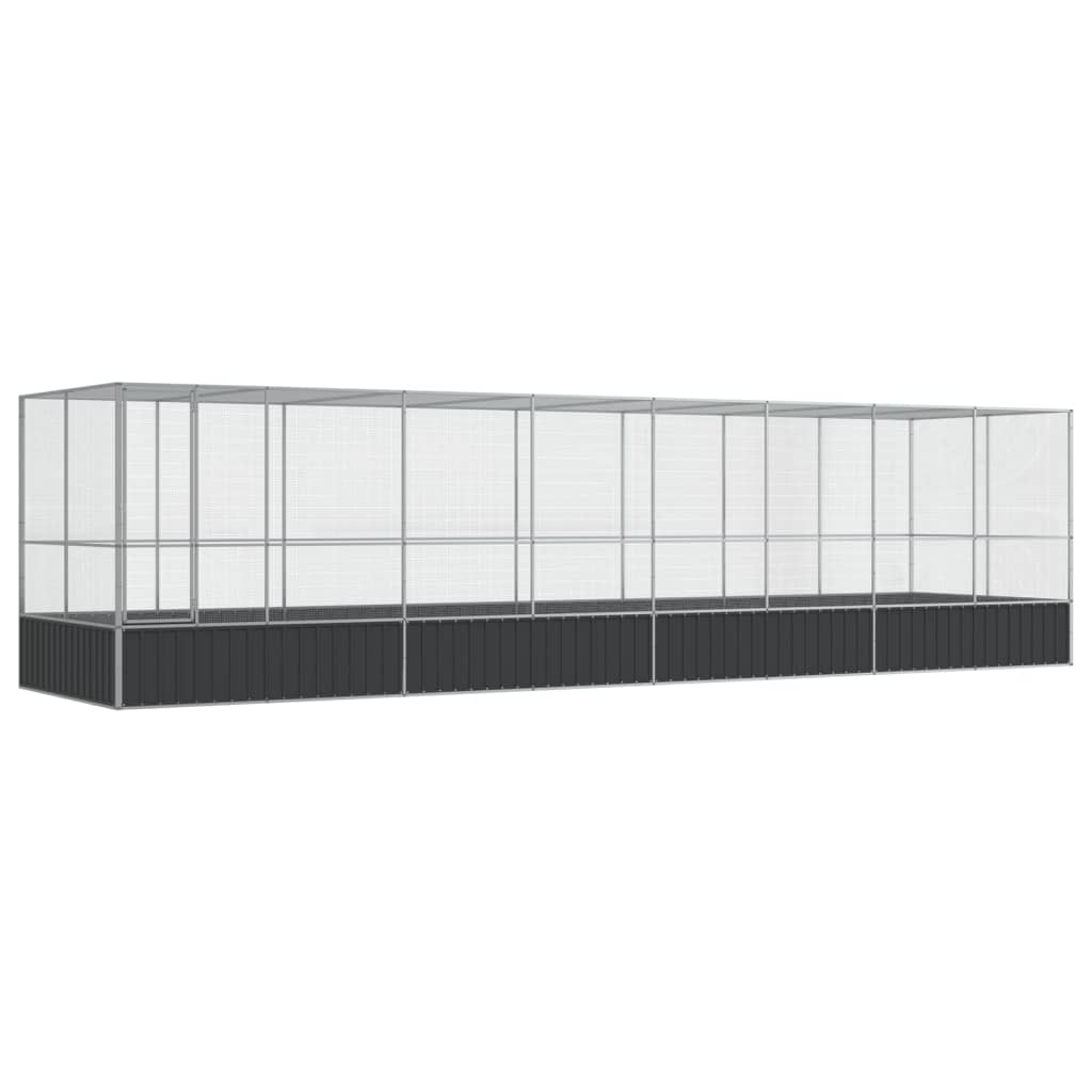 Volière met verlengstuk 832x207x212 m staal zilverkleurig - AllerleiShop