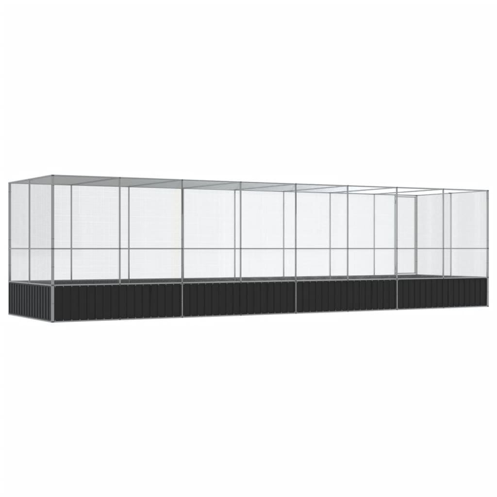 Volière met verlengstuk 832x207x212 m staal zilverkleurig - AllerleiShop