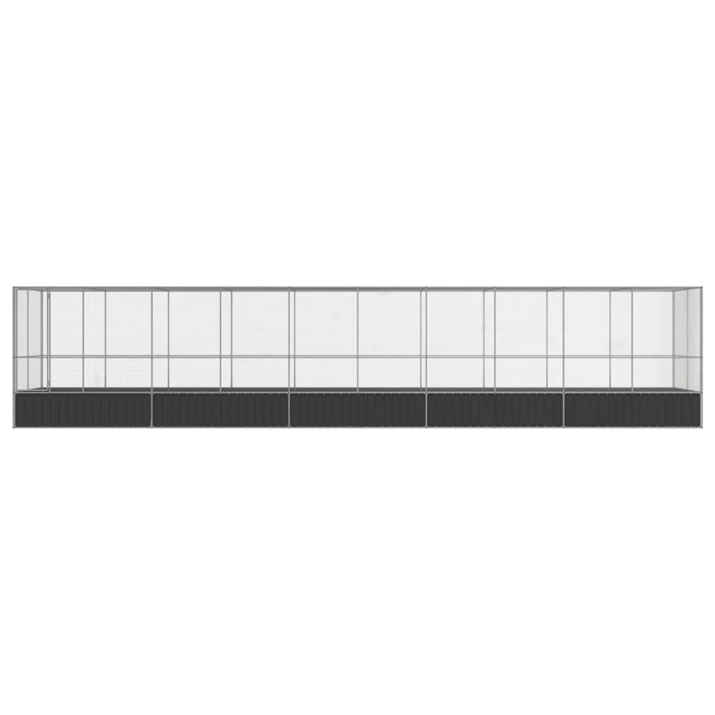 Volière met verlengstuk 1039x207x212 m staal zilverkleurig - AllerleiShop