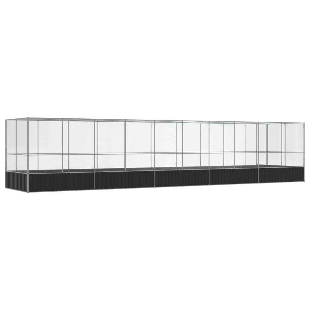 Volière met verlengstuk 1039x207x212 m staal zilverkleurig - AllerleiShop