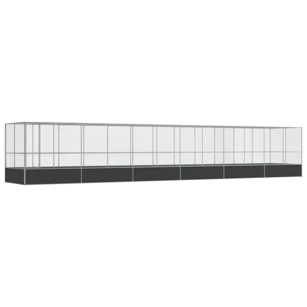 Volière met verlengstuk 1246x207x212 m staal zilverkleurig - AllerleiShop