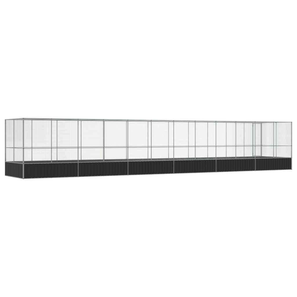 Volière met verlengstuk 1246x207x212 m staal zilverkleurig - AllerleiShop