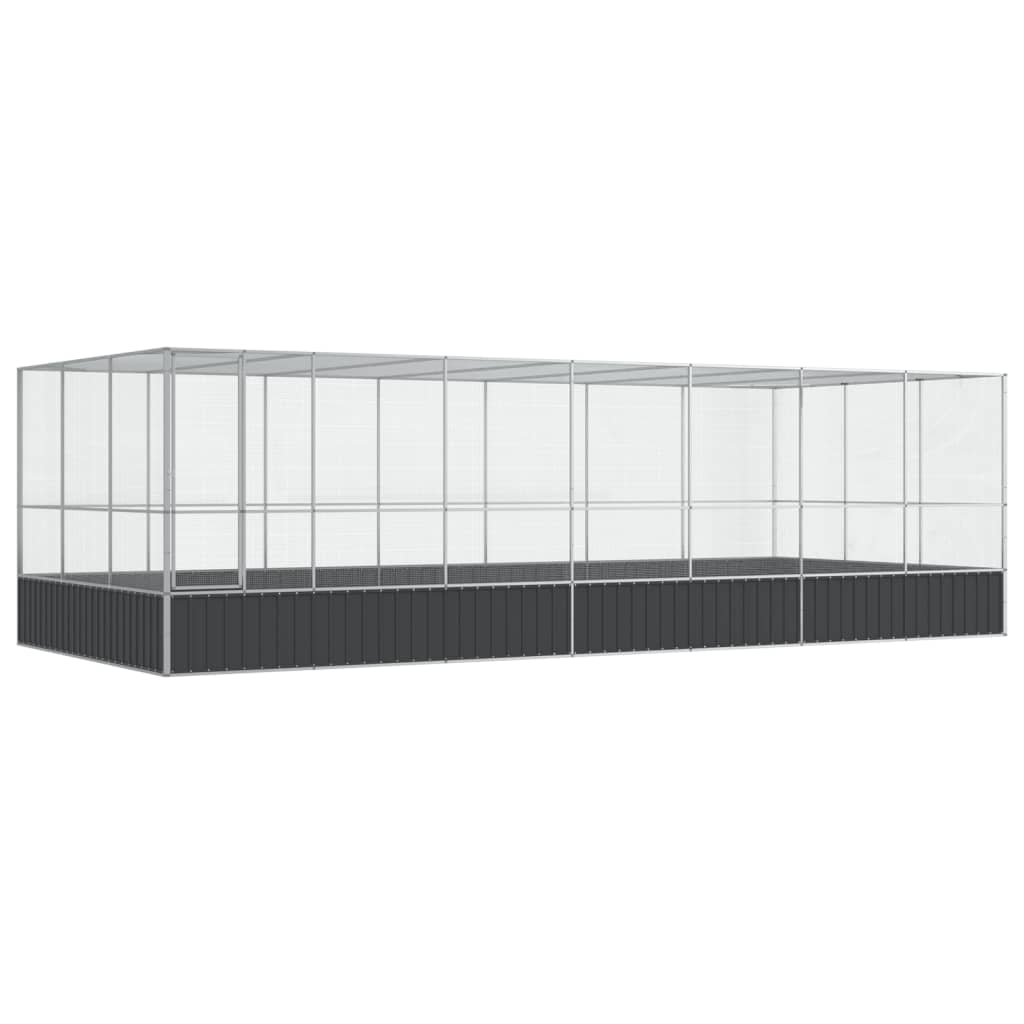 Volière met verlengstuk 725x307x212 m staal zilverkleurig - AllerleiShop