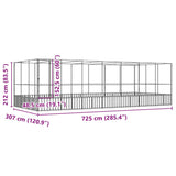 Volière met verlengstuk 725x307x212 m staal zilverkleurig - AllerleiShop