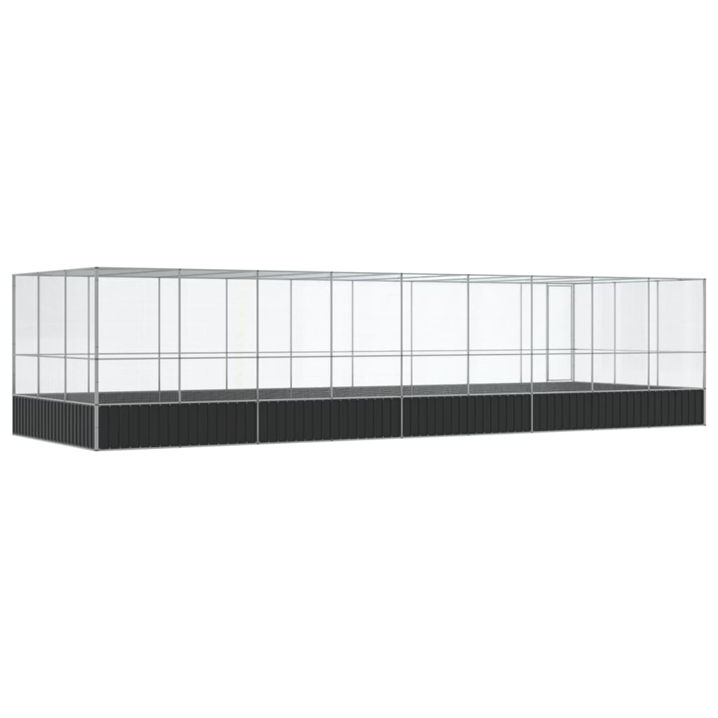 Volière met verlengstuk 932x307x212 m staal zilverkleurig - AllerleiShop