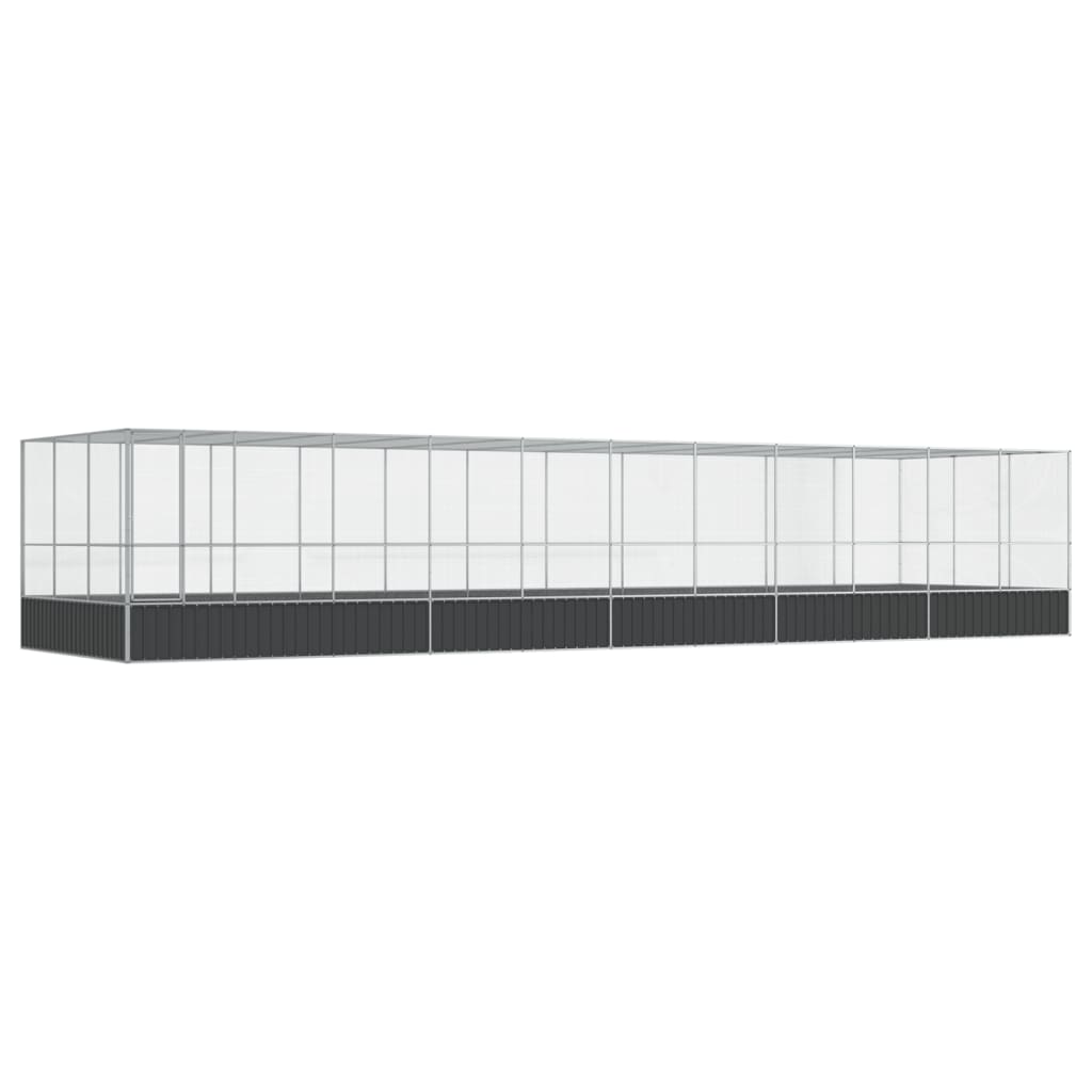 Volière met verlengstuk 1139x307x212 m staal zilverkleurig - AllerleiShop