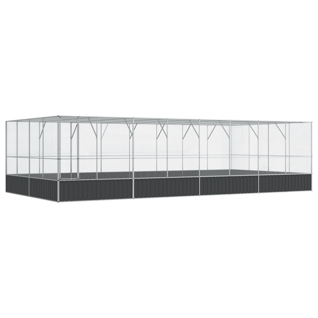 Volière met verlengstuk 832x414x212 m staal zilverkleurig - AllerleiShop