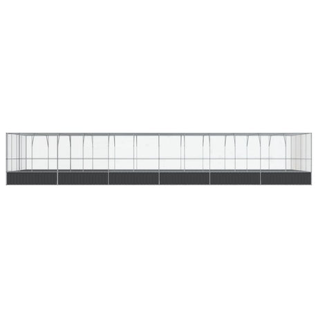 Volière met verlengstuk 1246x414x212 m staal zilverkleurig - AllerleiShop