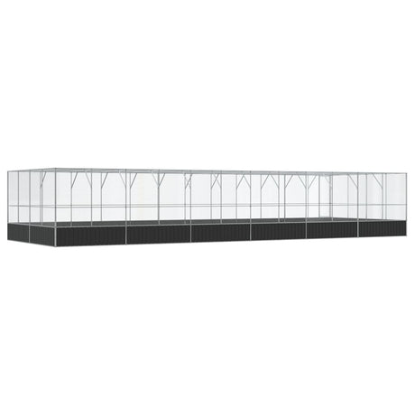 Volière met verlengstuk 1246x414x212 m staal zilverkleurig - AllerleiShop