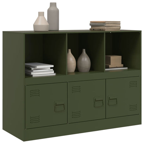 Dressoir 99x39x73 cm staal olijfgroen