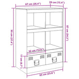 Hoge kast 67x39x95 cm staal wit