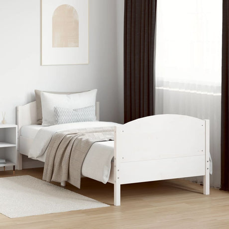 Bedframe zonder matras massief grenenhout wit 140x200 cm