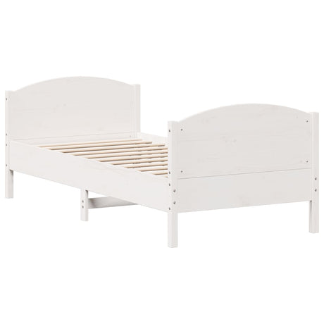 Bedframe zonder matras massief grenenhout wit 140x200 cm