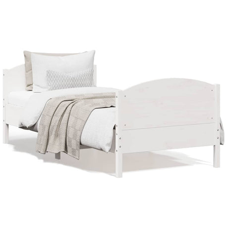 Bedframe zonder matras massief grenenhout wit 140x200 cm