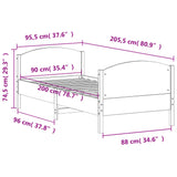 Bedframe zonder matras massief grenenhout wasbruin 90x200 cm