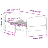 Bedframe zonder matras massief grenenhout 90x190 cm