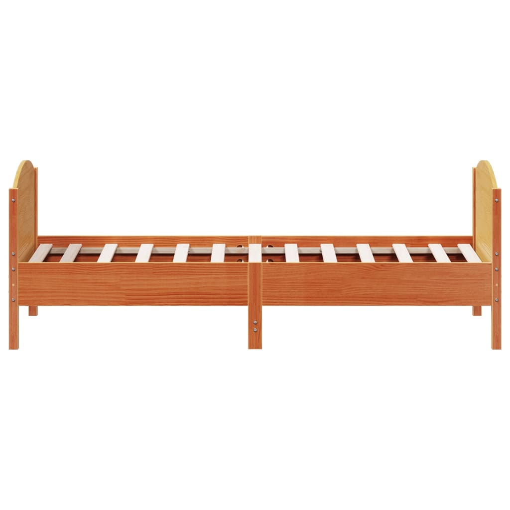 Bedframe zonder matras massief grenenhout wasbruin 75x190 cm