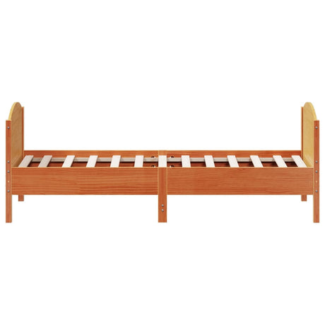 Bedframe zonder matras massief grenenhout wasbruin 75x190 cm