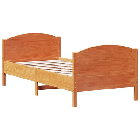 Bedframe zonder matras massief grenenhout wasbruin 75x190 cm