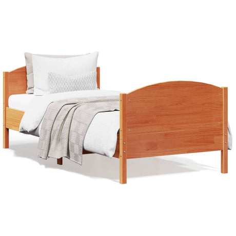 Bedframe zonder matras massief grenenhout wasbruin 75x190 cm