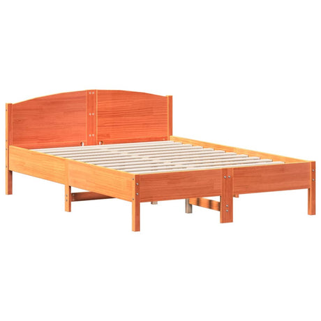 Bed met matras massief grenenhout wasbruin 140x190 cm