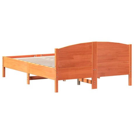 Bed met matras massief grenenhout wasbruin 140x190 cm