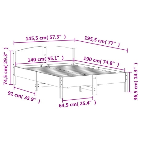 Bed met matras massief grenenhout wasbruin 140x190 cm