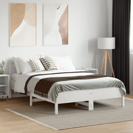Bedframe zonder matras massief grenenhout wit 120x190 cm