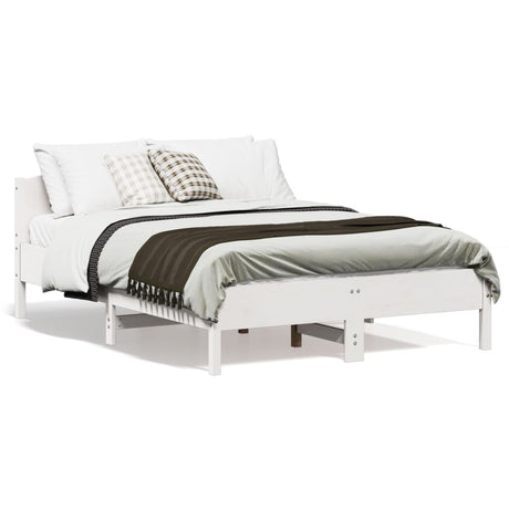 Bedframe zonder matras massief grenenhout wit 120x190 cm