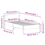 Bedframe zonder matras massief grenenhout 90x200 cm