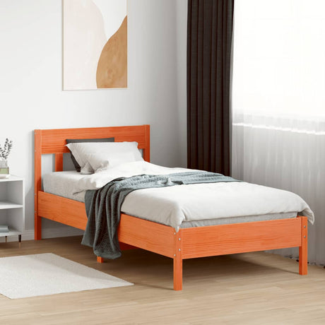 Bedframe zonder matras massief grenenhout wasbruin 75x190 cm