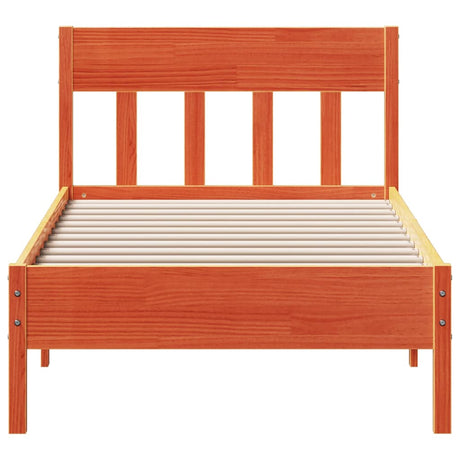 Bedframe zonder matras massief grenenhout wasbruin 75x190 cm