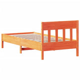 Bedframe zonder matras massief grenenhout wasbruin 75x190 cm