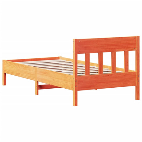 Bedframe zonder matras massief grenenhout wasbruin 75x190 cm