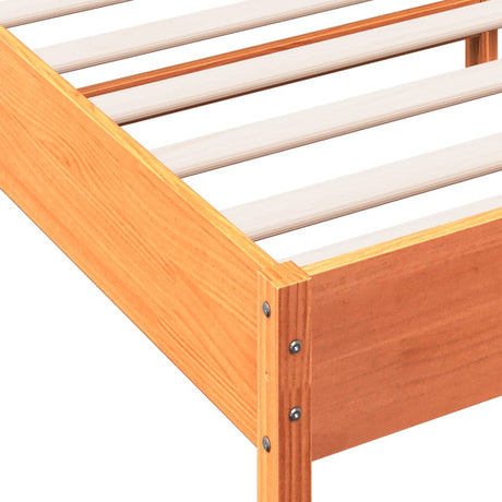 Bedframe zonder matras massief grenenhout wasbruin 75x190 cm