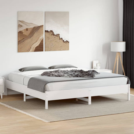 Bedframe zonder matras massief grenenhout wit 180x200 cm