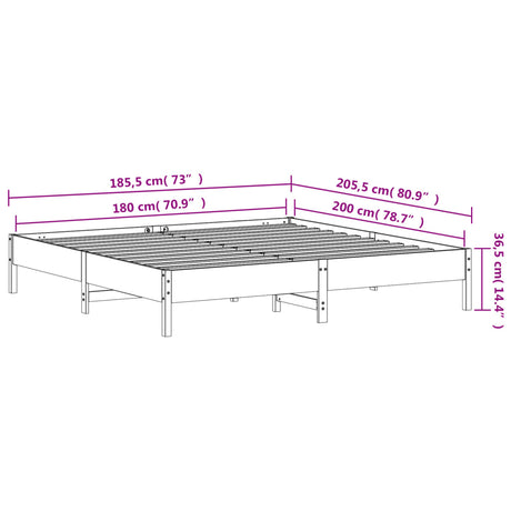 Bedframe zonder matras massief grenenhout wit 180x200 cm